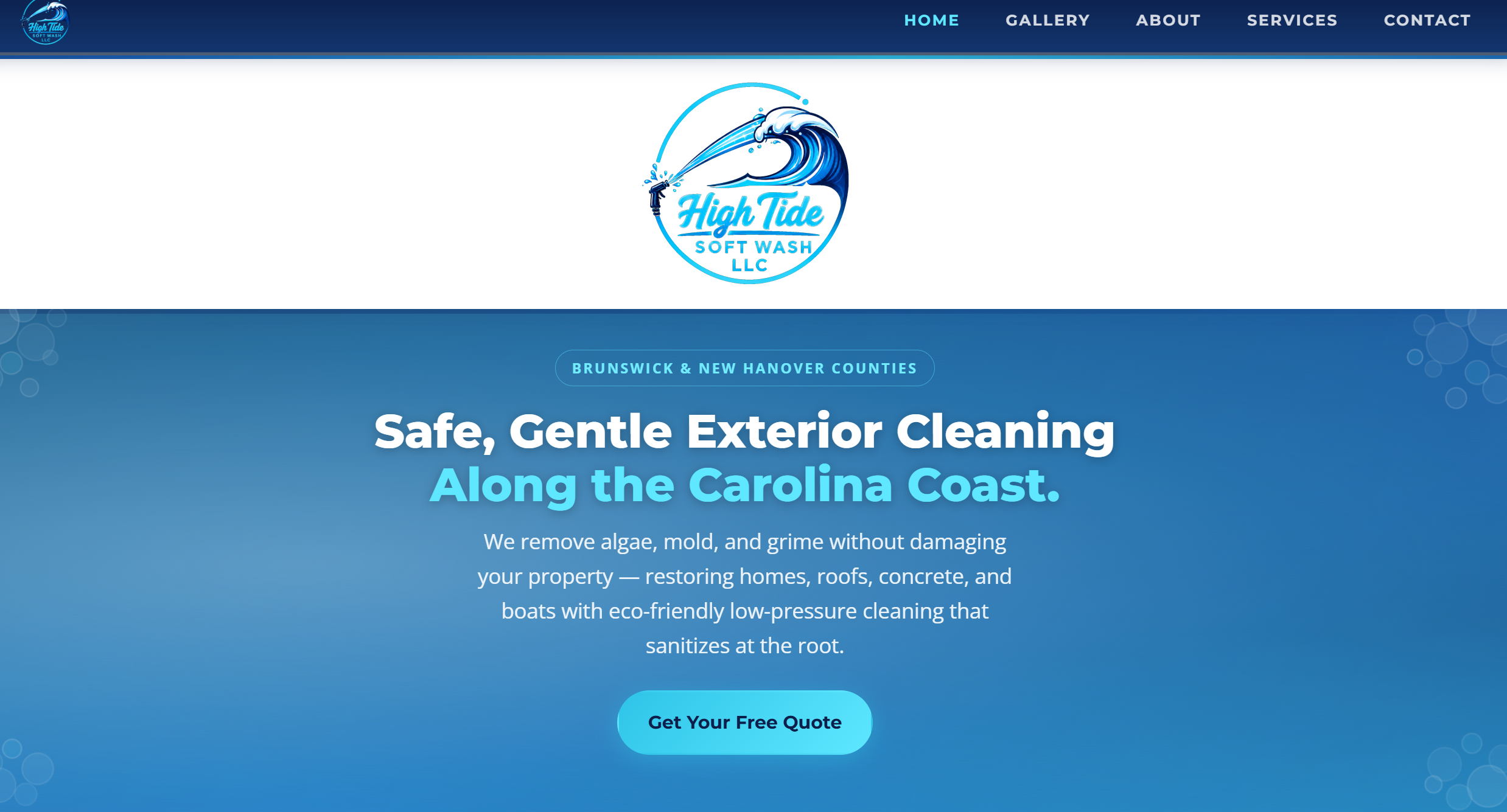 High Tide Soft Wash homepage hero