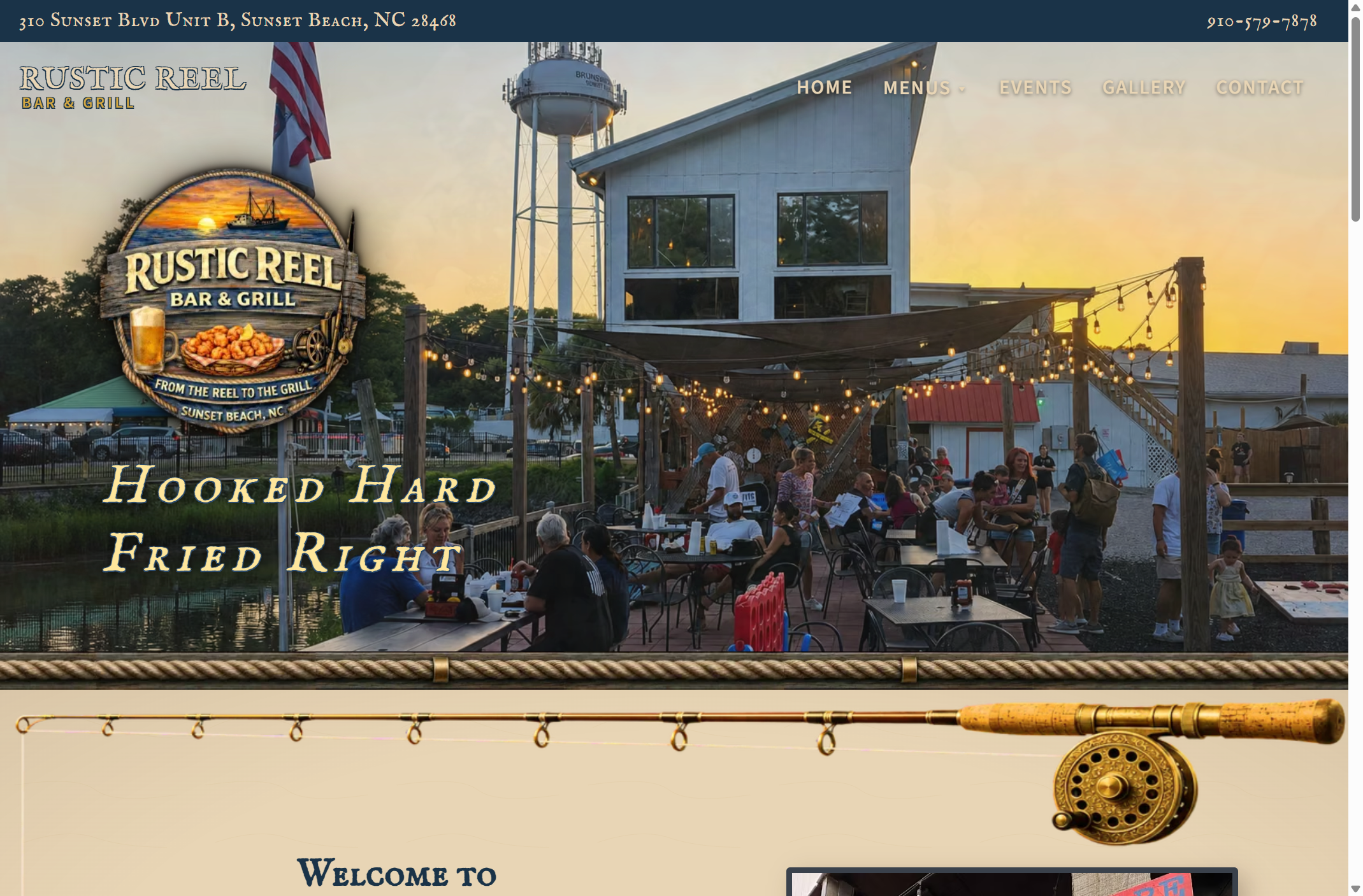 Rustic Reel Bar and Grill homepage hero