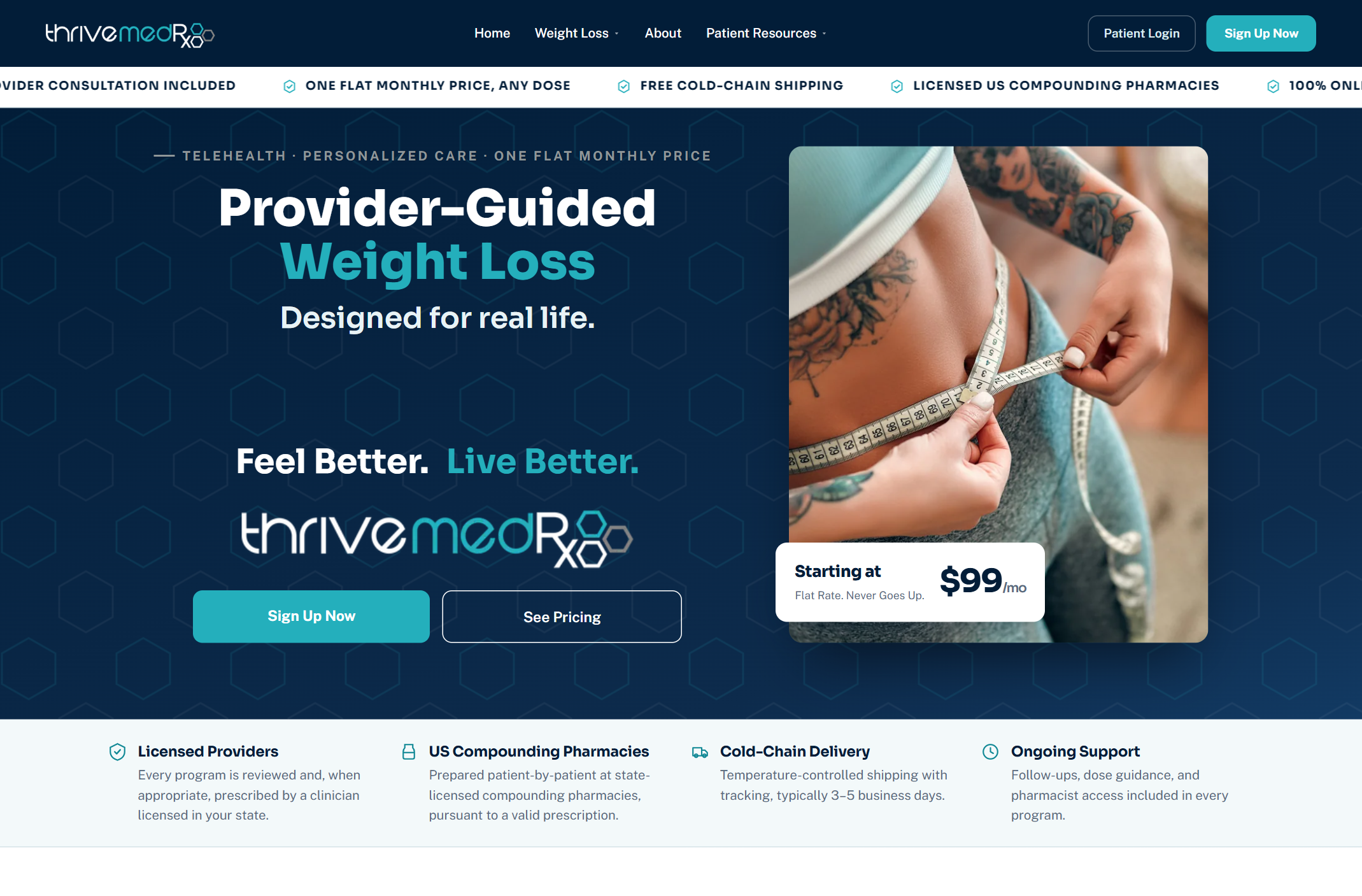 ThriveMedRX homepage hero